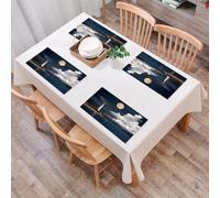 QRFASFZO Table Mats Set of 6, Place Mats Table Placemats Washable Non-slip Heat Insulation Woven Vinyl for,Moon, old lighthouse by the sea with white wo,12x18 in