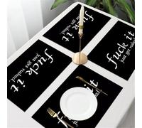 QRFASFZO Table Mats Set of 6, Place Mats Table Placemats Washable Non-slip Heat Insulation Woven Vinyl for,paragraph of text on a black background“fuck it just get naked”,12x18 in