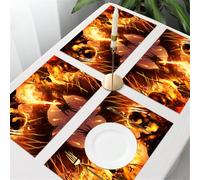 QRFASFZO Table Mats Set of 6, Place Mats Table Placemats Washable Non-slip Heat Insulation Woven Vinyl for,furious black dragon destroys the army of the undead with a fiery breath a magical,12x18 in