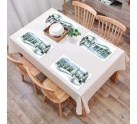 QRFASFZO Table Mats Set of 6, Place Mats Table Placemats Washable Non-slip Heat Insulation Woven Vinyl for,Christmas theme, a quiet forest covered with huge mountains in the snow,12x18 in