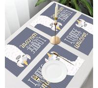 QRFASFZO Table Mats Set of 6, Place Mats Table Placemats Washable Non-slip Heat Insulation Woven Vinyl for,Cartoon animal, llama with unicorn horns, next to the phrase I chose to be a unicor,12x18 in