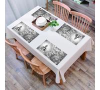 QRFASFZO Table Mats Set of 6, Place Mats Table Placemats Washable Non-slip Heat Insulation Woven Vinyl for,Monochrome Buddha statue, a sitting Buddha, calm manners and with detailed, rotatin,12x18 in