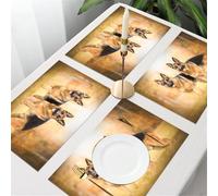 QRFASFZO Table Mats Set of 6, Place Mats Table Placemats Washable Non-slip Heat Insulation Woven Vinyl for,Animals, two majestic German shepherds standing in the sun,12x18 in