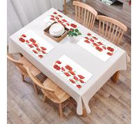 QRFASFZO Table Mats Set of 6, Place Mats Table Placemats Washable Non-slip Heat Insulation Woven Vinyl for,Flowers, poppies flowers in the garden fresh plant idyllic nature fragrance,12x18 in