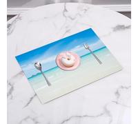 QRFASFZO Table Mats Set of 6, Place Mats Table Placemats Washable Non-slip Heat Insulation Woven Vinyl for,Ocean,Beach at Tropical Water Lands Crystal Color Sea with Magical Sky Surf Hot Par,12x18 in