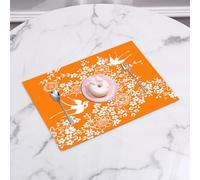 QRFASFZO Table Mats Set of 6, Place Mats Table Placemats Washable Non-slip Heat Insulation Woven Vinyl for,Orange and White, Asian Flora and Fauna,12x18 in