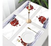 QRFASFZO Table Mats Set of 6, Place Mats Table Placemats Washable Non-slip Heat Insulation Woven Vinyl for,An artistic depiction of vibrant red sails on a boat, passing through the waves,12x18 in
