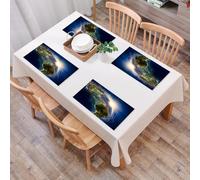 QRFASFZO Table Mats Set of 6, Place Mats Table Placemats Washable Non-slip Heat Insulation Woven Vinyl for,Global connectivity, the depiction of the earth is a radiation, symbolizing a huge,12x18 in