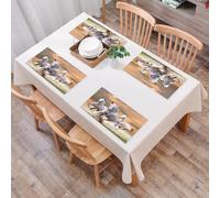 QRFASFZO Table Mats Set of 6, Place Mats Table Placemats Washable Non-slip Heat Insulation Woven Vinyl for,majestic Whitehorse gallops under the colorful sky, three Whitehorse S, Whitehorse,12x18 in