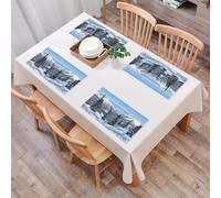 QRFASFZO Table Mats Set of 6, Place Mats Table Placemats Washable Non-slip Heat Insulation Woven Vinyl for,Farmhouse decor, epic winter landscape with snow caps,12x18 in