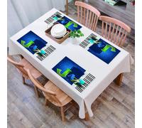 QRFASFZO Table Mats Set of 6, Place Mats Table Placemats Washable Non-slip Heat Insulation Woven Vinyl for,Jazz Music Set,Abstract Cracked Jazz Music Background with Piano Keys Music Theme a,12x18 in