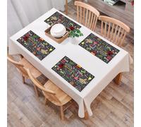QRFASFZO Table Mats Set of 6, Place Mats Table Placemats Washable Non-slip Heat Insulation Woven Vinyl for,compilation of Spanish cultural elements draw, Spanish tradition and delicious, cha,12x18 in