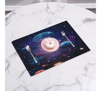 QRFASFZO Table Mats Set of 6, Place Mats Table Placemats Washable Non-slip Heat Insulation Woven Vinyl for,Planet - Elements of this Image Furnished by NASA,12x18 in