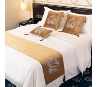 QRGMKL Luxury Swan Bed Runner Thicken Velvet Bed Scarf Simple European Style Bed Runners and Matching Cushions Bedding Protector for Bedroom Hotel-Gold||240X45cm for 1.8m Bed
