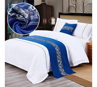 QRGMKL New Bed Runner Bedspread Premium Bed Scarf European Style Hotel Bedroom Home Bedding Protector Bed Runners and Matching Cushions-B||240X50cm for 1.8m Bed