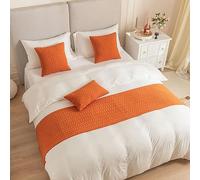 QRGMKL New Solid Color Bed Runner Wheat Ears Pattern Bed Scarf Bedspread Super Soft Simple Bedding Decor Bed Runners for Hotel and Bedroom-Orange||240X45cm for 1.8m Bed