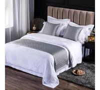 QRGMKL New Solid Color Bed Runners Soft Skin-friendly Bed Scarves High-precision Geometric jacquard Bedding Protector Bedspread for Home Bedroom Hotel-Grey B||210X50cm for 1.5m Bed