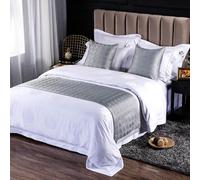 QRGMKL New Solid Color Bed Runners Soft Skin-friendly Bed Scarves High-precision Geometric jacquard Bedding Protector Bedspread for Home Bedroom Hotel-Grey A||240X50cm for 1.8m Bed