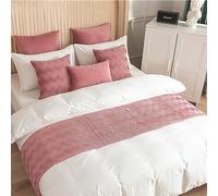 QRGMKL New Wavy Lines Bed Runner North Europe Bed Scarf Simple Solid Color Velvet Bed Runners and Matching Cushions for Bedroom Hotel-Pink||2 Pillowcases(45X45cm)