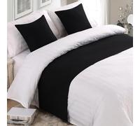 QRGMKL Premium Bed Runner for Foot of Bed, Solid Color Bed Scarf Cotton Linen Bedspread Home Decoration Hotel Bedroom Bedding Protector-Black||260X50cm for 2m Bed