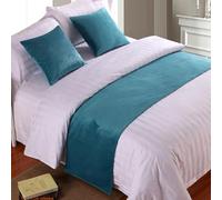 QRGMKL Premium Velvet Bed Runners Bedspread, Soft No Fading Bed Scarf Runner for Bedroom Wedding Room Home Hotel Bedding Decorations-Sky Blue||2 Pillowcases(45X45cm)