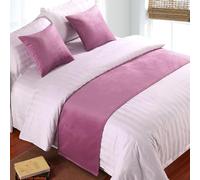 QRGMKL Premium Velvet Bed Runners Bedspread, Soft No Fading Bed Scarf Runner for Bedroom Wedding Room Home Hotel Bedding Decorations-Pink||210X50cm for 1.5m Bed