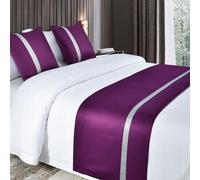 QRGMKL Silky Soft Bed Runners Solid Color Bed Scarf Bed Runner for Foot of Bed Contrast Color Bedspread Hotel Bedding Protector-Purple||210X50cm for 1.5m Bed