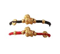 QRH 2PCS Chinese New Year of The Horse Bracelets Woven Gold Horse Black Red String Rope Bracelet Matching Zodiac Horses Braided Rope Bracelets Relationship Good Luck Blessing New Year Bracelet