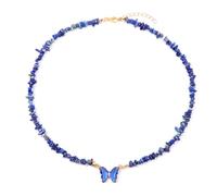 QRH Bohemian Crystal Butterfly Necklaces Natural Stone Butterfly Pendant Necklace Mantra Yoga Chakra Anxiety Stress Relief Crystal Chocker Necklace Summer Friendship Birthday Jewelry Gift, Stone, No