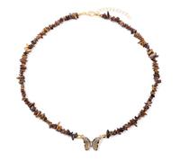 QRH Bohemian Crystal Butterfly Necklaces Natural Stone Butterfly Pendant Necklace Mantra Yoga Chakra Anxiety Stress Relief Crystal Chocker Necklace Summer Friendship Birthday Jewelry Gift, Stone, No
