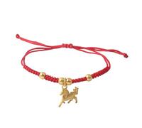 QRH Chinese New Year of The Horse Bracelets Handmade Woven Gold Horse Red String Rope Bracelet Zodiac Horses Braided Rope Corded Bracelets Horses Good Luck Blessing New Year Bracelet Gift, Adjustable