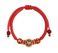 QRH Chinese New Year of The Horse Bracelets Handmade Woven Horse Red String Rope Bracelet Wooden Zodiac Horses Braided Rope Corded Bracelets Horses Good Luck Blessing New Year Bracelet Gift