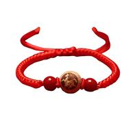 QRH Chinese New Year of The Horse Bracelets Handmade Woven Horse Red String Rope Bracelet Wooden Zodiac Horses Braided Rope Corded Bracelets Horses Good Luck Blessing New Year Bracelet Gift