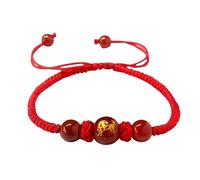 QRH Chinese New Year of The Horse Bracelets Handmade Woven Horse Red String Rope Bracelet Zodiac Horses Braided Rope Corded Bracelets Horses Good Luck Blessing New Year Bracelet Gift, Adjustable Size