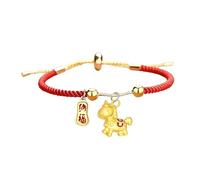 QRH Chinese New Year of The Horse Bracelets Horse Stone Beaded Stretch Bracelet Zodiac Horses Red String Rope Bracelets Good Luck Amulet Blessing New Year Bracelet Gift, Stretchy Size, Nylon, no
