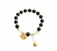 QRH Chinese New Year of The Horse Natural Stone Bracelets Multi-colored Horse Stone Beaded Stretch Bracelet Gold Zodiac Horses Good Luck Amulet Blessing New Year Bracelet Gift, Stretchy Size, Stone