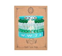 QRH Christian Cross WWJD Bracelet Set WWJD Braided Rope Bracelet Cross Crystal Beads Stretch Bracelets Religious Christian What Would Jesus Do Handmade Woven Wristbands Bracelet, Adjustable Size