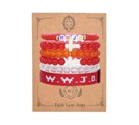 QRH Christian Cross WWJD Bracelet Set WWJD Braided Rope Bracelet Cross Crystal Beads Stretch Bracelets Religious Christian What Would Jesus Do Handmade Woven Wristbands Bracelet, Adjustable Size