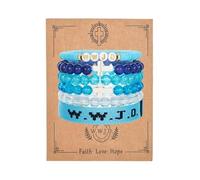 QRH Christian Cross WWJD Bracelet Set WWJD Braided Rope Bracelet Cross Crystal Beads Stretch Bracelets Religious Christian What Would Jesus Do Handmade Woven Wristbands Bracelet, Adjustable Size