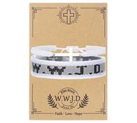 QRH Christian Cross WWJD Bracelet WWJD Braided Rope Bracelet Cross Crystal Beads Stretch Bracelets Religious Christian What Would Jesus Do Handmade Woven Wristbands Bracelet, Adjustable Size, Nylon