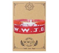 QRH Christian Cross WWJD Bracelet WWJD Braided Rope Bracelet Cross Crystal Beads Stretch Bracelets Religious Christian What Would Jesus Do Handmade Woven Wristbands Bracelet, Adjustable Size, Nylon