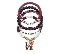QRH Game Day Football Bracelets Heishi Clay Beads Stacked Bracelets Stackable Football Rugby Fans Sport Team Spirit Cheer Stretch Bracelets Go Game Day Outfits for Women, 20cm, Resin, no gemstone
