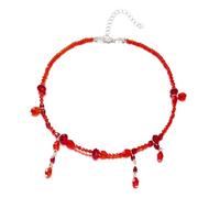 QRH Halloween Dripping Blood Chocker Necklace Bloody Vampire Bleeding Necklace Red Dripping Blood Beaded Necklaces Gothic Halloween Cosplay Party Costume Jewelry Gifts, Resin, No Gemstone