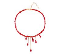 QRH Halloween Dripping Blood Chocker Necklace Bloody Vampire Bleeding Necklace Red Dripping Blood Beaded Necklaces Gothic Halloween Cosplay Party Costume Jewelry Gifts, Resin, No Gemstone