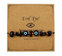 QRH Irregular Evil Eye Crystal Stone Beaded Bracelet Handmade Adjustable Multi-colored Evil Eyes String Rope Bracelets Inspirational Amulet Kabbalah Protection Good Luck Surf Bracelet for Women