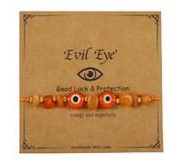 QRH Irregular Evil Eye Crystal Stone Beaded Bracelet Handmade Adjustable Multi-colored Evil Eyes String Rope Bracelets Inspirational Amulet Kabbalah Protection Good Luck Surf Bracelet for Women