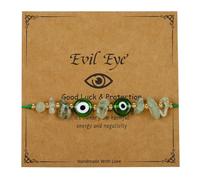 QRH Irregular Evil Eye Crystal Stone Beaded Bracelet Handmade Adjustable Multi-colored Evil Eyes String Rope Bracelets Inspirational Amulet Kabbalah Protection Good Luck Surf Bracelet for Women