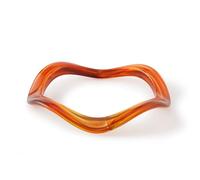 QRH Irregular Wave Resin Bangle Bracelets for Women Irregular Wave Acrylic Bangles Tortoiseshell Acetate Plate Geometric Thin Plastic Bracelet Wristbands, 3.1 inches diameter, Resin, no gemstone