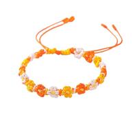 QRH Multi-colored Braided Daisy String Rope Bracelet Woven Colorful Sunflower Rope Bracelets Kabbalah Amulet Protection String Waterproof Summer Beach Surfer Bracelets Anklets, Adjustable Size, Nylon