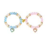 QRH Natural Stone Love Heart Matching Bracelets Colorful Love Heart Couple Matching Bracelets Heart Relationship Friendship Stone Beaded Kawaii Bracelets Birthday Valentine's Day Jewelry, Stretchy